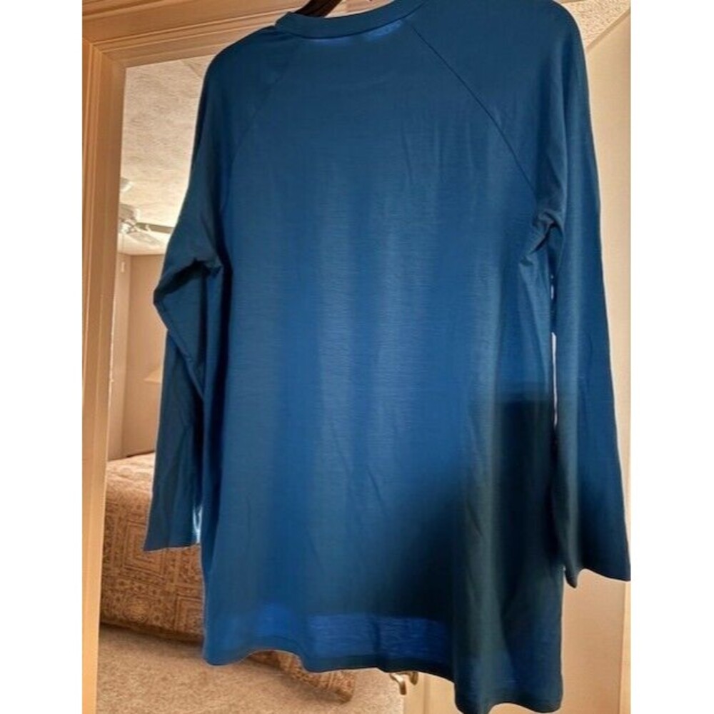 Eileen Fisher Style  63918  SZ Medium Blue Green Stretch Jersey Knit Crew Tunic - Picture 13 of 13